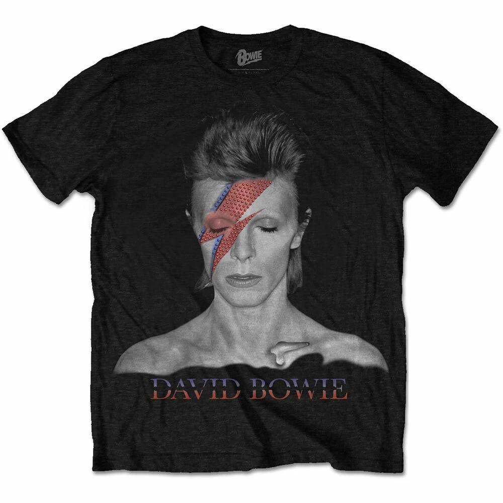 Official David Bowie T Shirt Aladdin Sane Black Mens Classic Rock Tee Unisex NEW 4XL