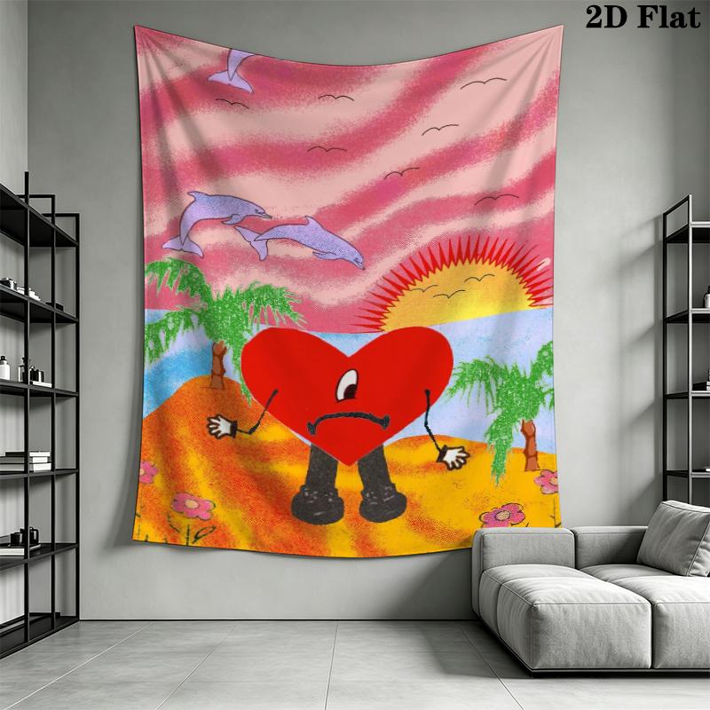 Bad Bunny Wall Tapestry Aesthetic Wall Hanging Printed Fabric Blanket Decorative Tapestries for Bedroom Living Room Home Decor