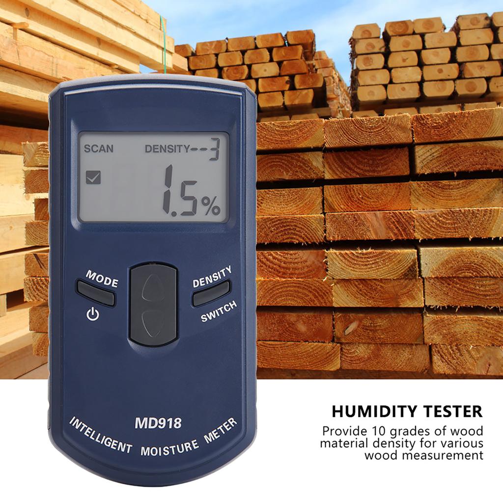 MD918 Digital LCD Inductive Wood Moisture Meter Detector Timber Humidity Tester 4percent 80percent RH