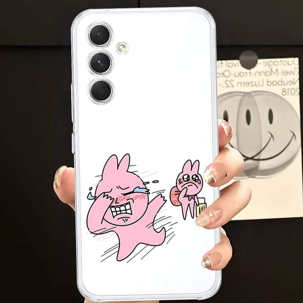Funny My Friend Rabbit Pink HD Clear Transparent Phone Case For Samsung Galaxy A52,A12,A51,S24,S23,S22ULTRA,S21 Edge,S20LITE,Plu