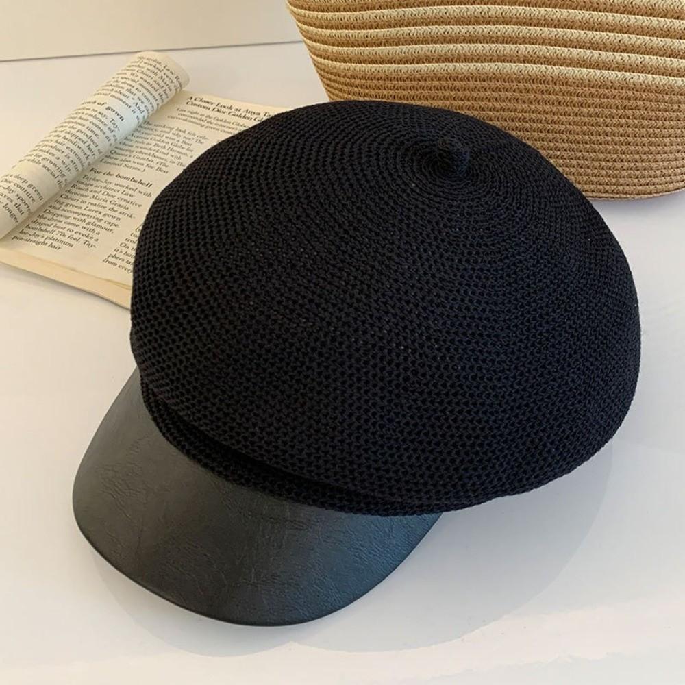 Korean Painter Berets Thin Beanie Cap Vintage Hollow Knitted Beret  Girls