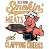 Crewneck T Shirt Black Smokin Meats and Clapping Cheeks Pig Chef Graphic Print Casual Wear for Men and Women
