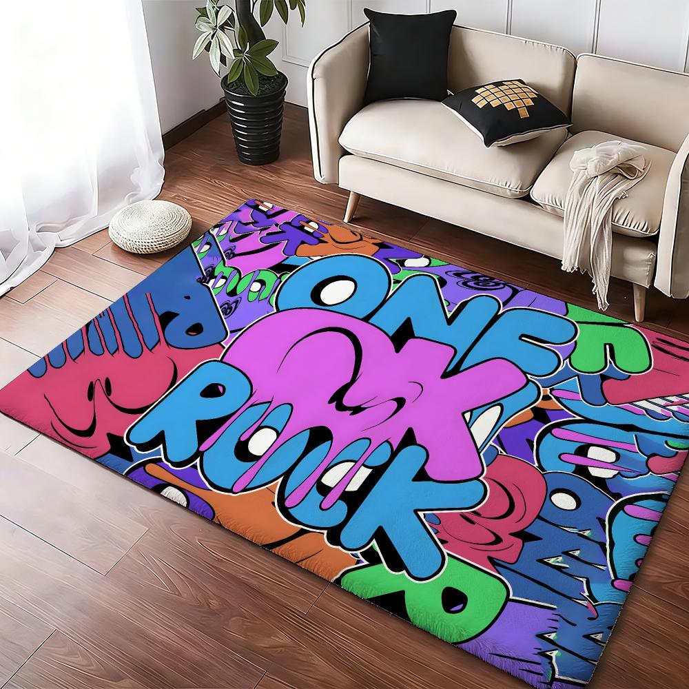 O-ONE OK ROCK Floor Mat Soft Thickened Absorbent Non-Slip Bedroom Living Room Door Mat Home Decor Flannel Rugs