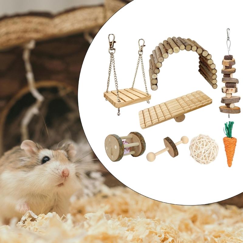 Haustierspielzeug Großhandel 8 Stück Hamster Schaukelbrücke Spielzeug Wippe Rattan Spielzeug Schleif Kletterspielzeug Kleintierkäfig Spielplätze Haustierbedarf