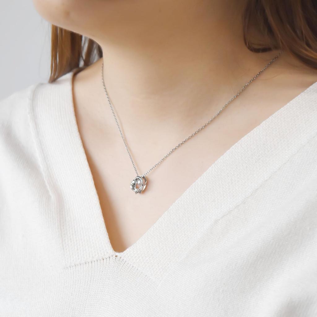 Snoopy PEANUTS Halskette 925 Silber Chirurgenstahl Zirkonia Tanzender Stein PNSS001RD [Weißklee]