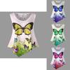 Stylish Women Sleeveless Butterfly Print Lace Patchwork T-shirt For Summer Chic