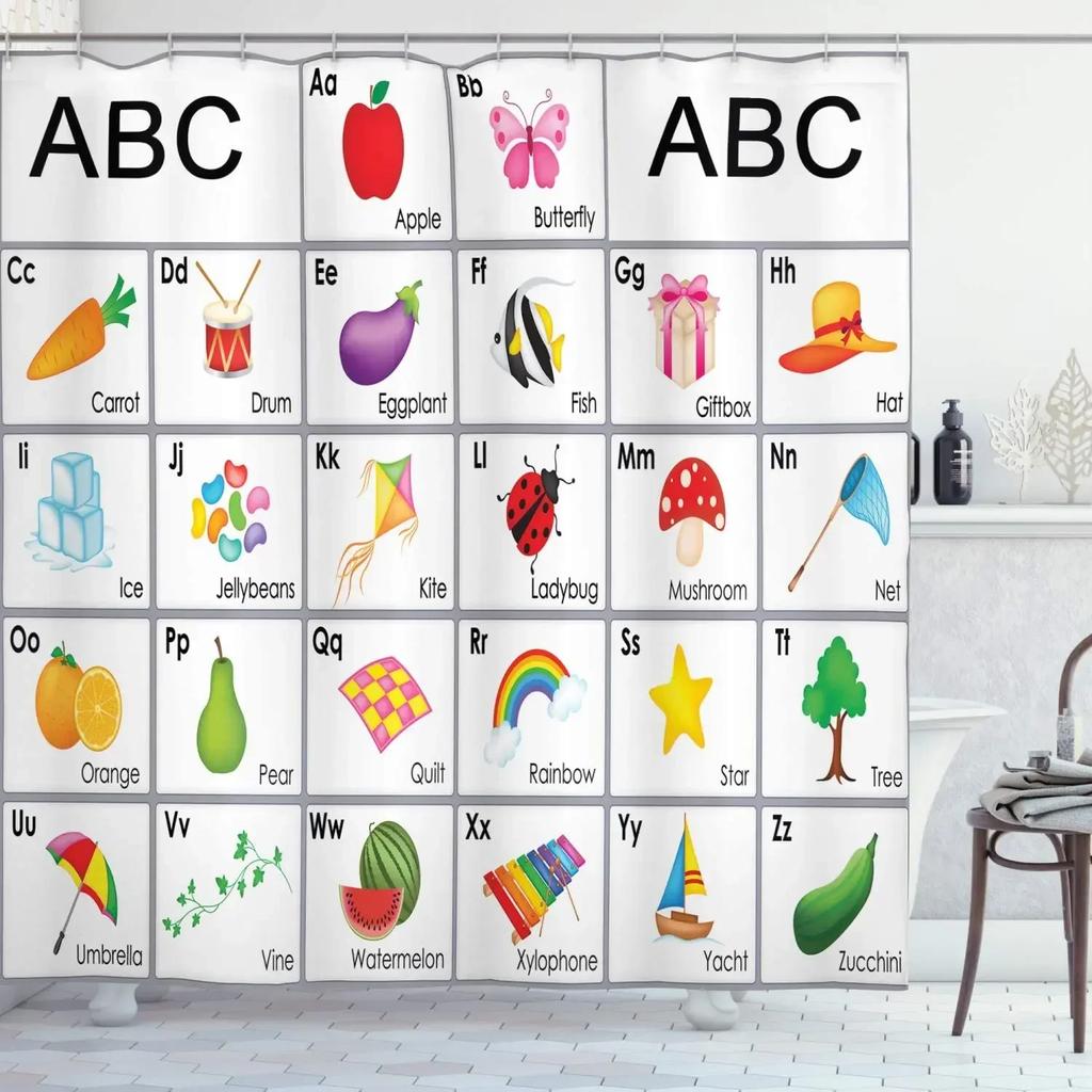 Creative Element Periodic Table Shower Curtain Modern Style Chemical Digital Pattern Bathroom Supplies Cloth Curtains Decorati