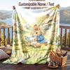 Peter Rabbit Flannel Blanket, Personalized Custom Name Text, Soft Warm Plush Throw Blanket For Gift