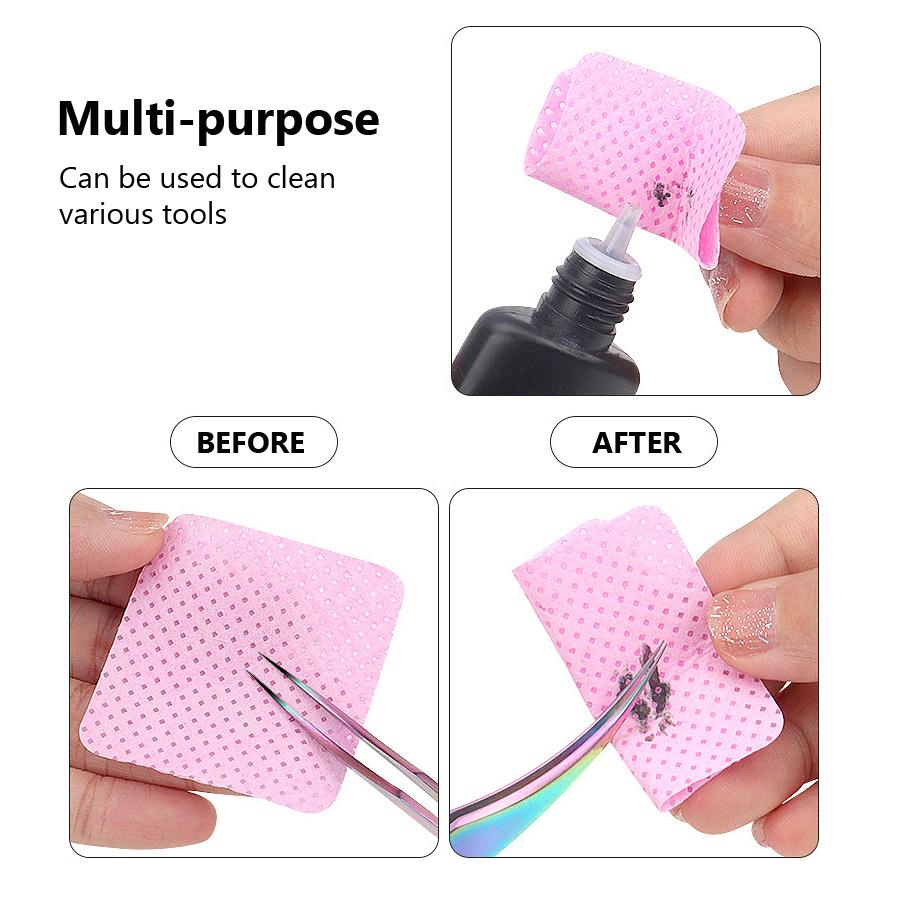 300Pcs Eyelash Glue Remover Cotton Wipes, Lint-Free Cleaning Cotton Pads, Makeup tools