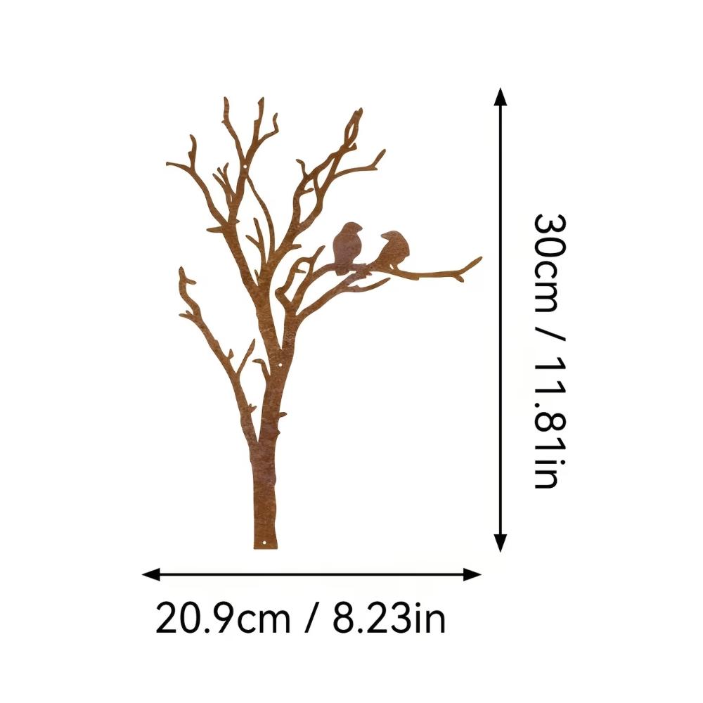 Farmhouse Style Metal Tree Branch Bird Silhouette Decor  Garden Fence