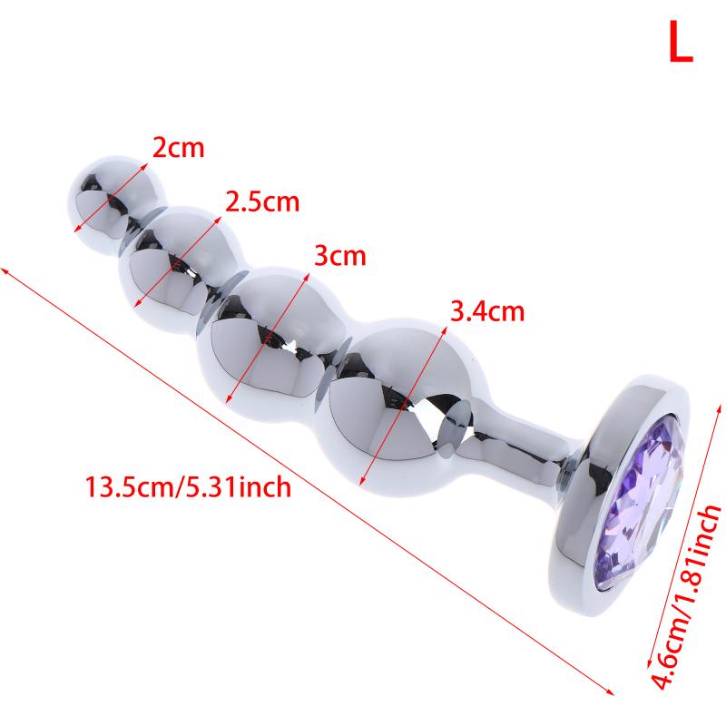 Metal Curved Anus Butt Plug,4 Beads Stimulating Anal Plugs Sex Toy, Prostate Massage,Analplug Buttplug Butplug With Jewelry Base