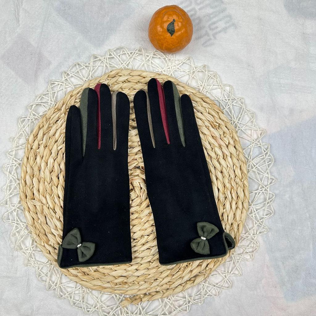 Deerskin Fleece Gloves Women'S Outdoor Cycling Student Warm Gloves Windproof Gloves