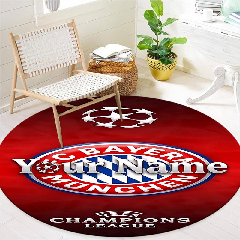 Bayern Munich Fan Gear Custom Name Round Area Rug Carpet Rug For Living Room Bedroom Sofa Playroom Decor Nonslip Floor Mat