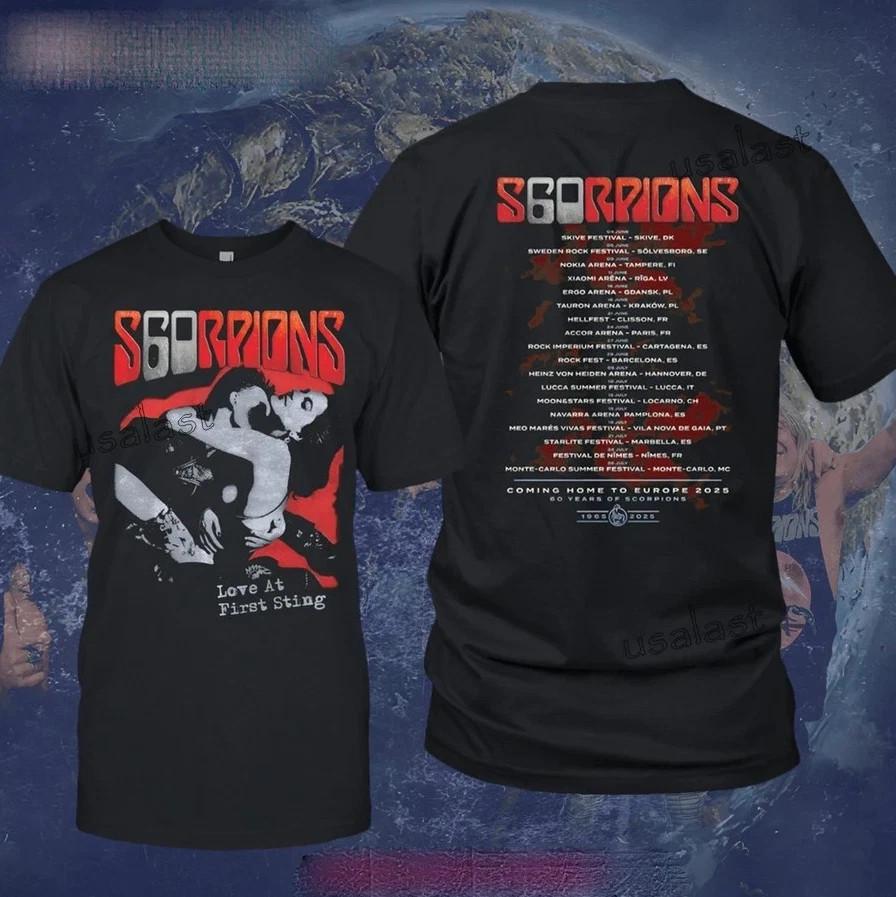 Scorpions Любовь с первого укуса Европа 2025 Сувенирная футболка Полный размер S-5XL Унисекс футболка XXXXL