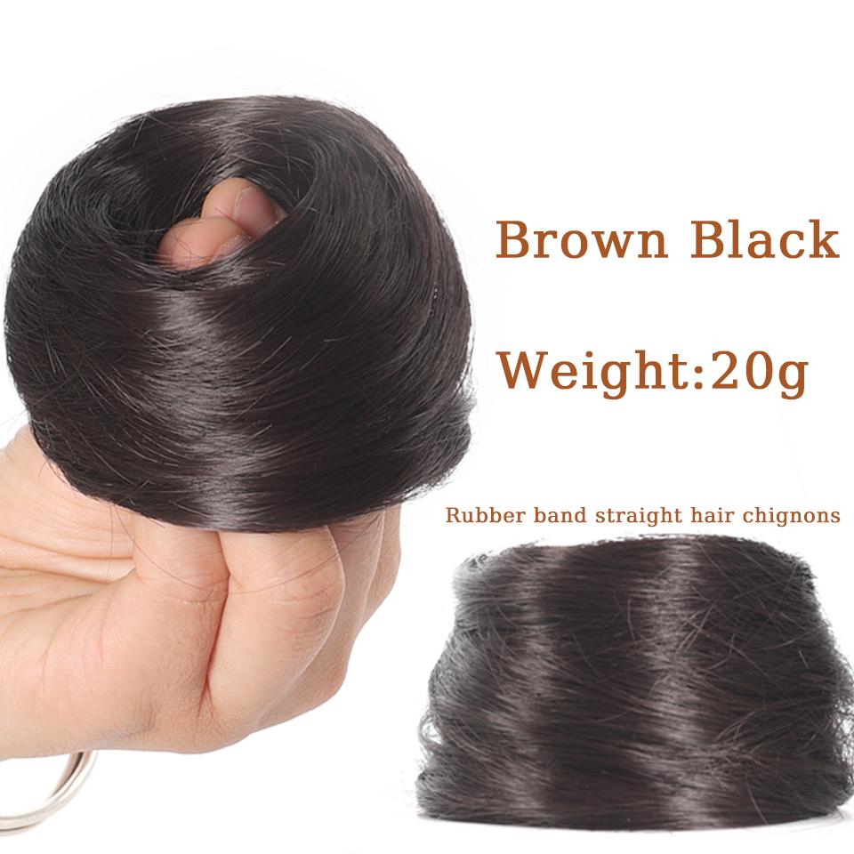 1PC Synthetic Hair Bun Curly Straight Hair Messy Bun Scrunchies Updo Hair Bands Elastic Band Hairpieces For Women Straight Fring