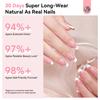 Saviland Nail Everlasting Gel Nail Pink Medium Coffin Nail Full Soft Gel Fake Solid Nail Glue UV Nail French Tip Home DIY 256-Piece Press-On Kit