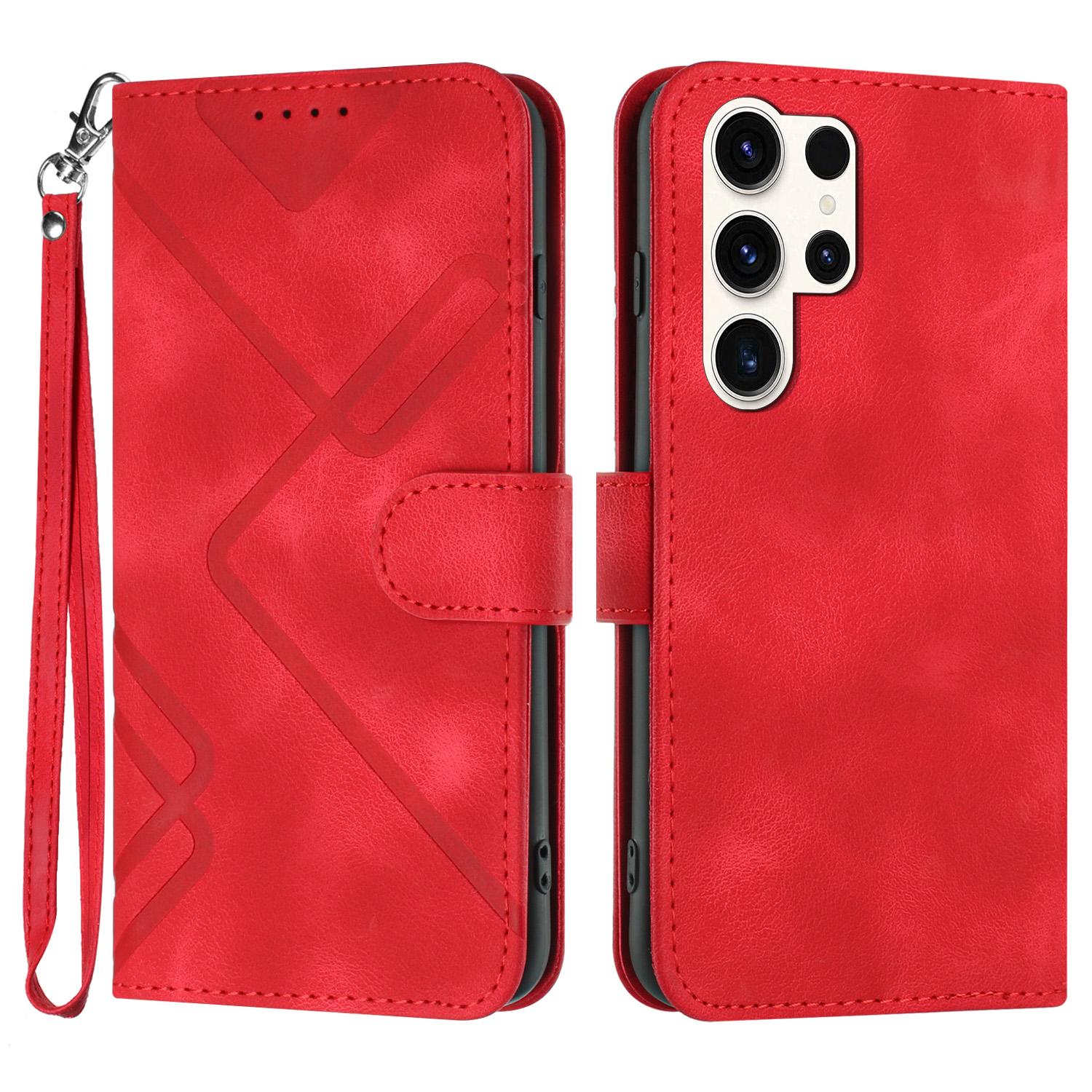 

YX0040 For Samsung Galaxy S23 Ultra Phone Case Leather Wallet Stand Imprinted Cover Red