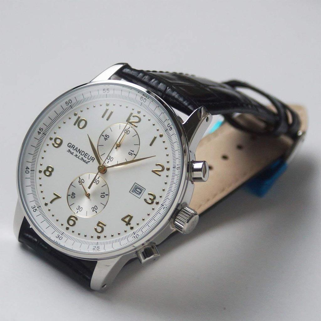 Grandeur 10 ATM Water Resistant Leather Chronograph Watch OSC051W5 White x Leather [GRANDEUR] Men's White/Black