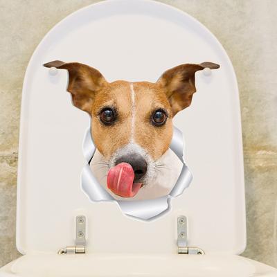 Yousheng Toilettenaufkleber Cartoon Hund Muster Selbstklebend Reißfest PVC Dekorative Toilettenaufkleber Multifunktionaler Welpenaufkleber