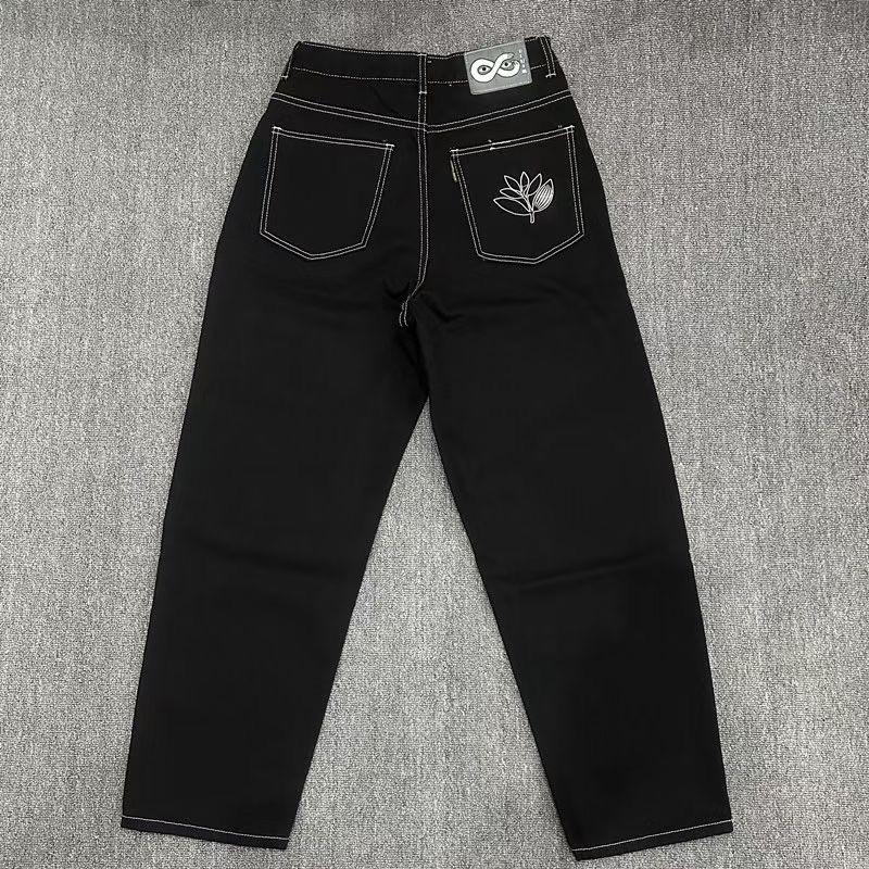 RogueWave Casual Jeans High-quality Streetwear Trendy Men Women Wide-leg Pants Denim Trousers