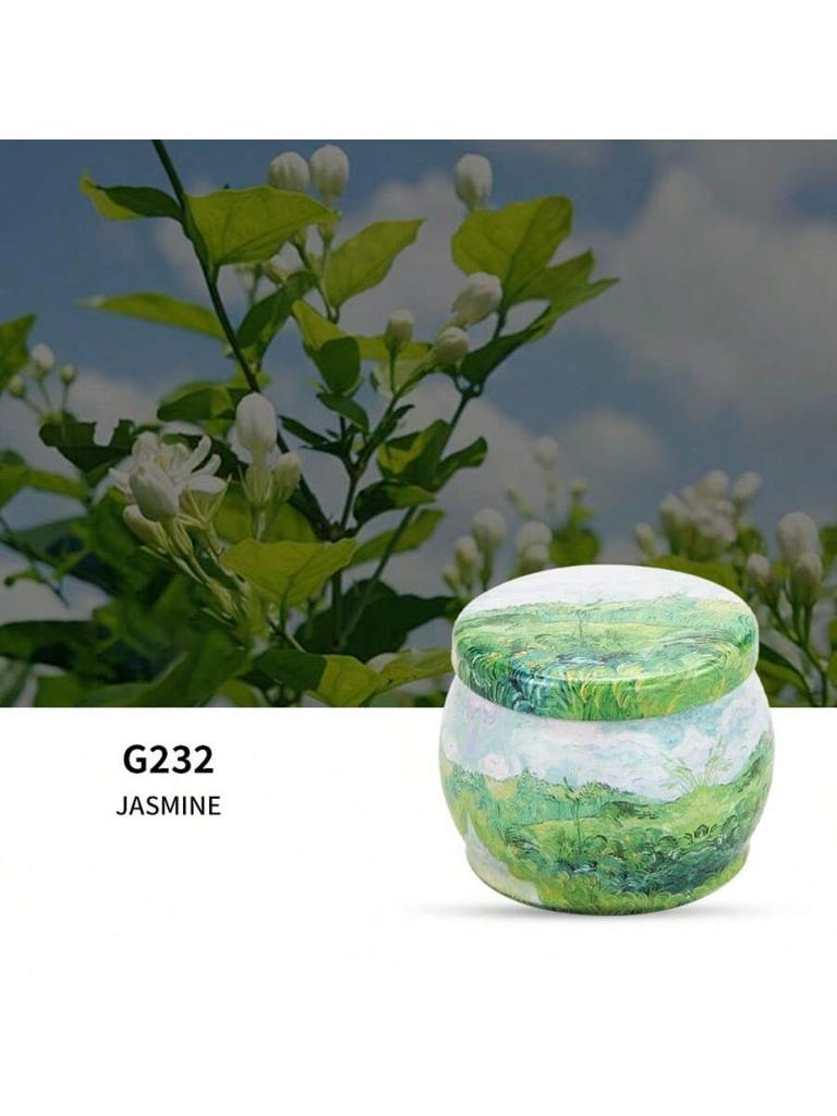 1pc Handmade DIY Jarred Scented Candle, Home Bedroom Air Freshener Ornament, Ethnic Series, Plant Fragrance