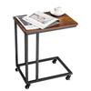 C Table, C Shaped Sofa Side Table with Metal Frame Rolling Casters, Portable C Shaped End Stand for Living Room Bedroom Office, 19.69 x 13.78 x 23.82