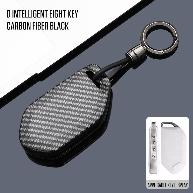 Coque de protection de clé de voiture Style Carbone ABS à 9 Boutons pour Clé Intelligente à Distance Kia EV9 EV6 EV5 2024 2025