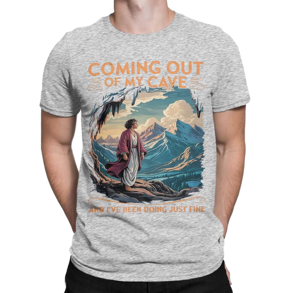 Jesus Coming Out Of My Cave T Shirts Unisex Pure Cotton Vintage TShirts Crewneck Tees Short Sleeve Clothes 6XL