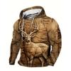 Large Men's Deer Print Hoodie for Autumn and Winter Fashion Casual Hoodie for Men's Wear