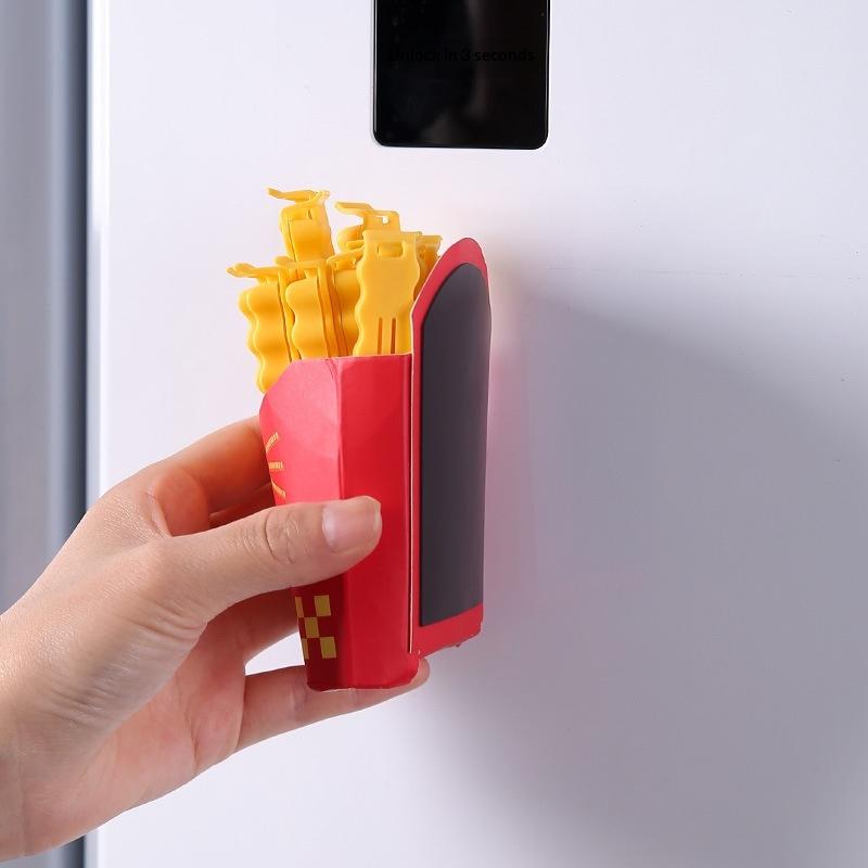1 Set Cute Fries Shaped Food Bag Clips Airtight Seal Reusable For Kitchen Snack Fresh Preservation