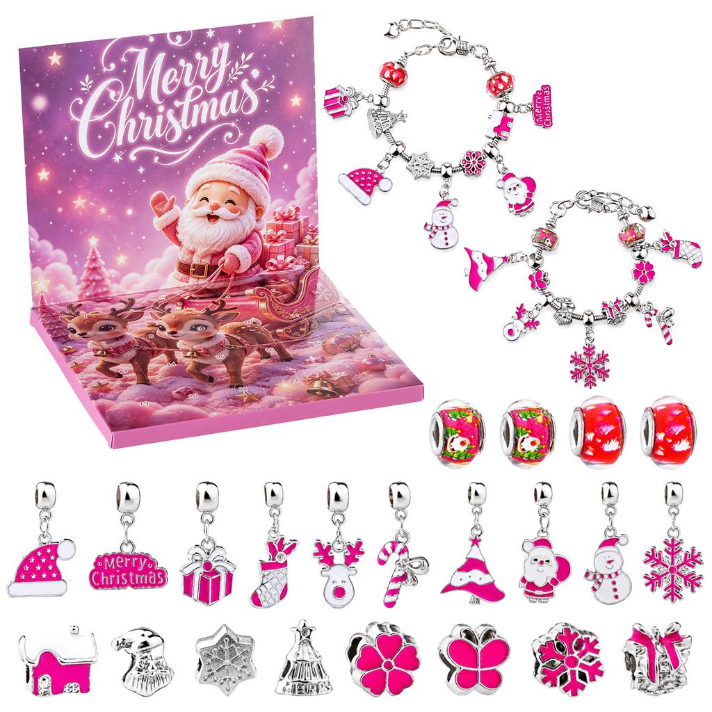 Collana dell'Avvento di Natale Scatola a Sorpresa Orecchini a Bottone Scatola Regalo Foro Gioielli Musicali Scatola a Sorpresa Regalo Calendario del Countdown 24