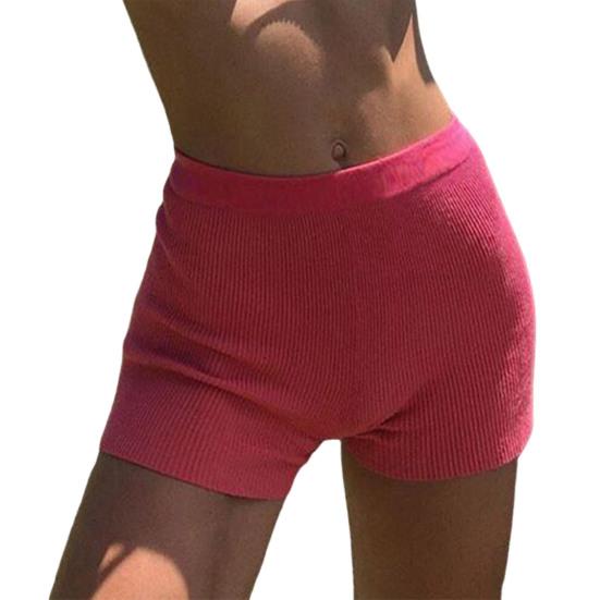 Women's Rib Knit Shorts Slim Fit Workout Gym Shorts High Waist Tummy Control Biker