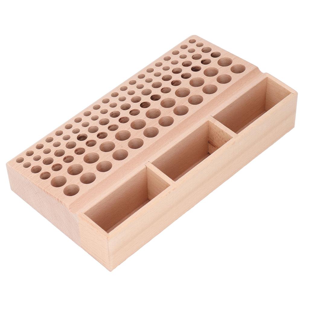 98 Holes Leather Tool Holder Beech Wood Leathercraft Rack Punch Diamond Chisel Storage Organizer with 3 Slots