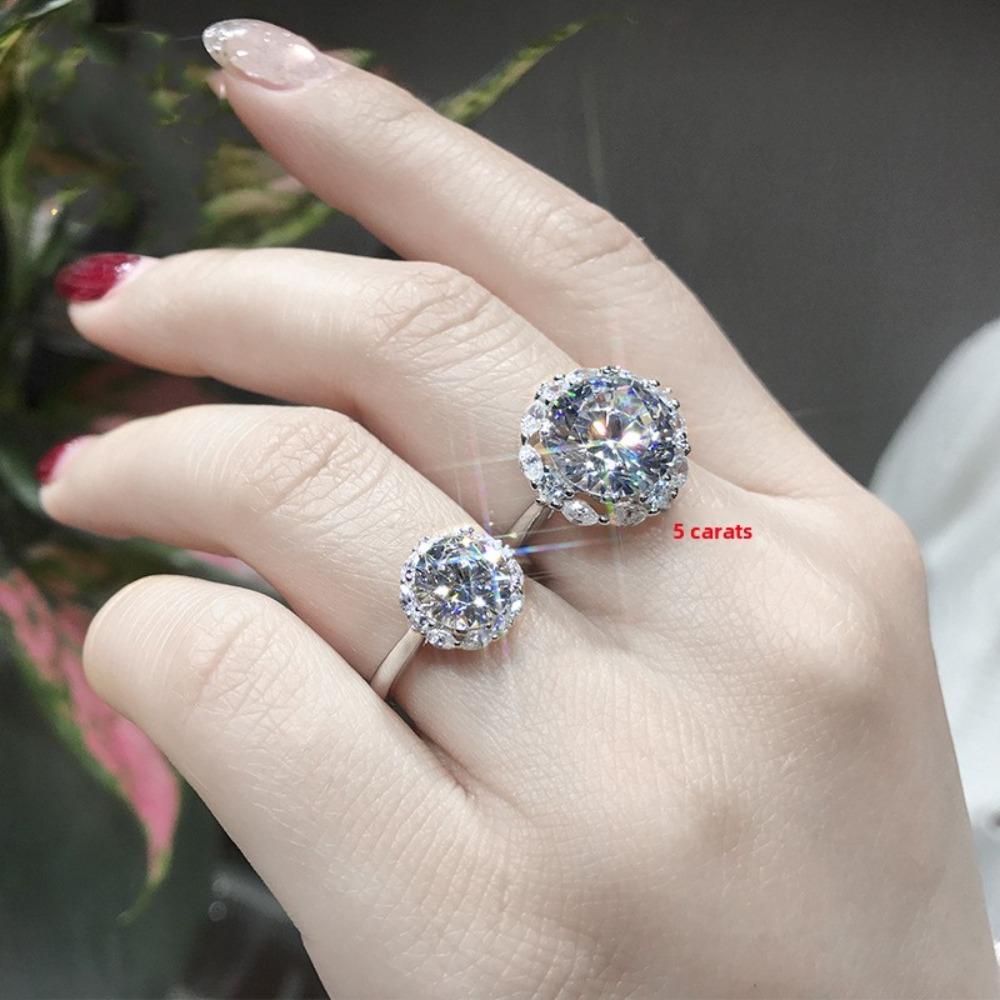 5 Carat Moissanite Rings for Women Large Diamond Like Pigeon Egg High Carbon Stone Luxury Ring