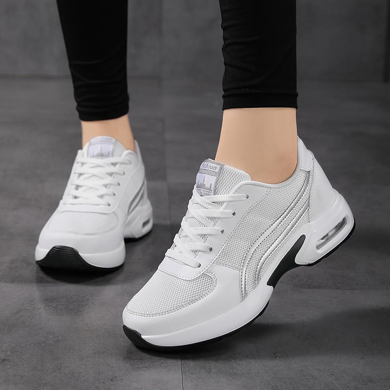Fashion Summer Shoes Woman 2025 Thick Soled Mesh Sports Lace Up Breathable Casual Running Shoes Increased Height Anti Slip Features