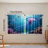2pcs Mermaid Party Window Curtains   Rod Pocket Style   Semi-Sheer Polyester Pongee Decorative Panels for Living Room   Kitchen   Be