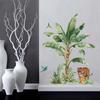Tropical Tiger & Banana Leaf Bird Wall Sticker for Living, Dining, or Study Rooms - Self-Adhesive Decor