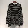 Plus Size Women Korean Style Smiley Face Striped Knitted T-shirt Autumn Bottoming Shirt Casual Loose Pullover Long Sleeve Tops
