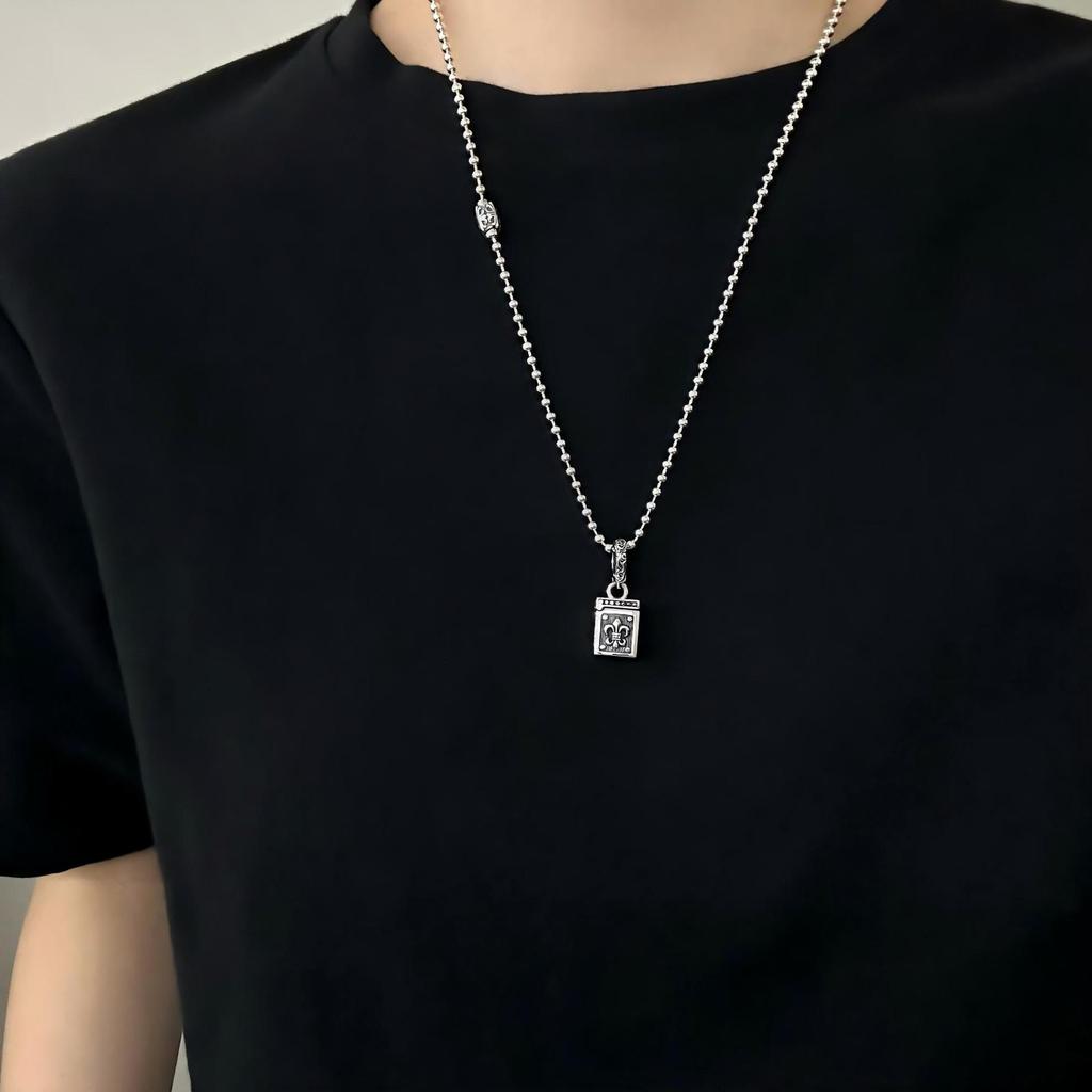 S925 Sterlingsilber Kreuz Blumenperlen Halskette: Vielseitige einfache runde Kette für Damen & Herren, Pulloverkette.