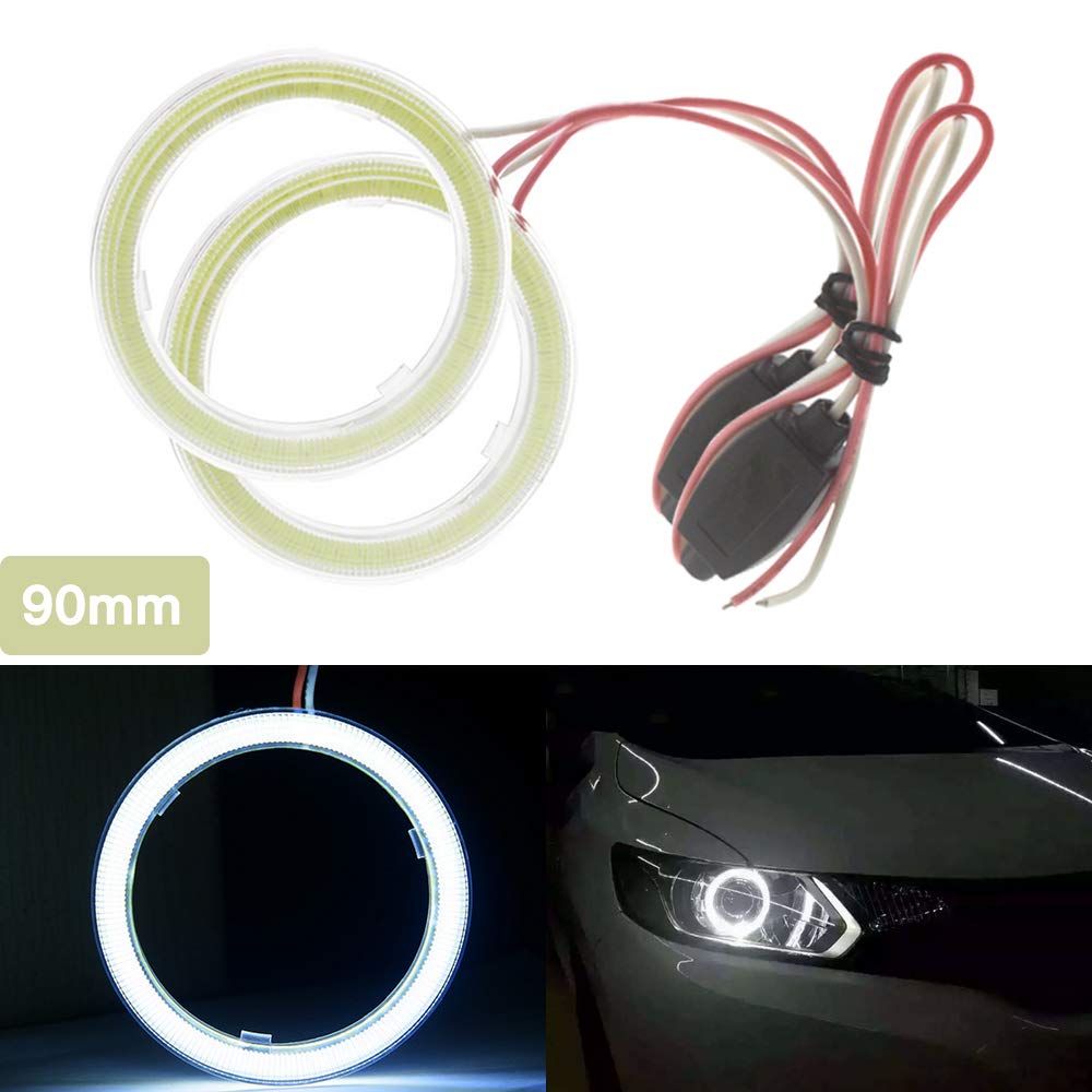 AUTOYUZU COB Squid Ring, LED Car Daylight, Fog Lamp, Headlamp, Cover Included, Ballast, Non-Polarized,