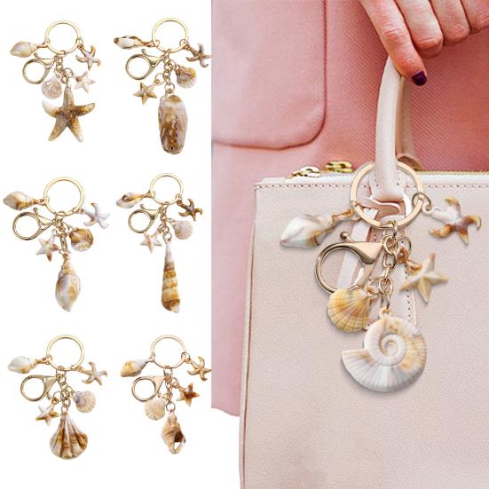 Beach Keychain Pendant Imitation Shell Conch Starfish Design Handbag Pendant Keyring Bag Charm Wallet Accessory