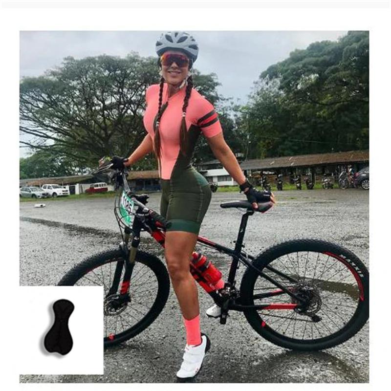 

Women s Cycling Jersey Set, Summer Biking Clothes Road Bike Shorts Padded Outfit Bicycle Shirts Short Sleeve Triathlon Jumpsuit 3XL рожевий