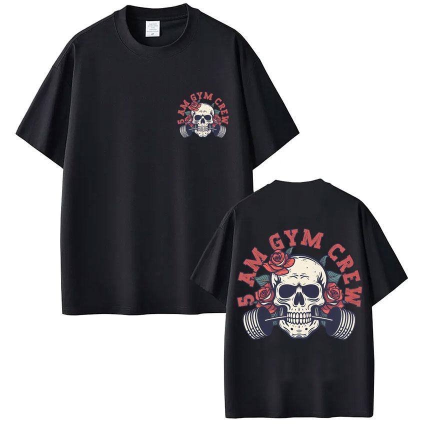 

Am Gym Crew Skeleton Graphic T Shirt Men Women Fashion Aesthetic Gothic T-shirt Oversized Cotton Casual T-shirts S