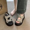 Roman muffin sole sandals summer new Velcro new Chinese casual platform beach shoes