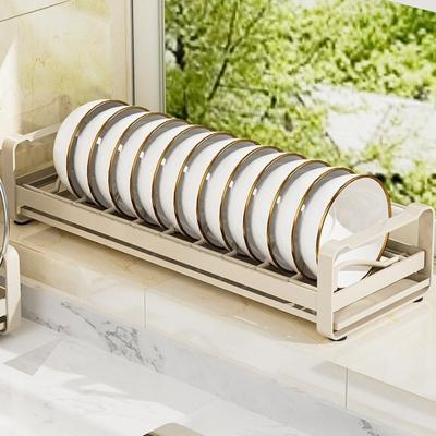 Carbon Steel Pull Out Dish Rack Space Saving Built-In Dish Storage Rack Practical Expandable Kitchen Drawer Rack Kitchen Cabinet