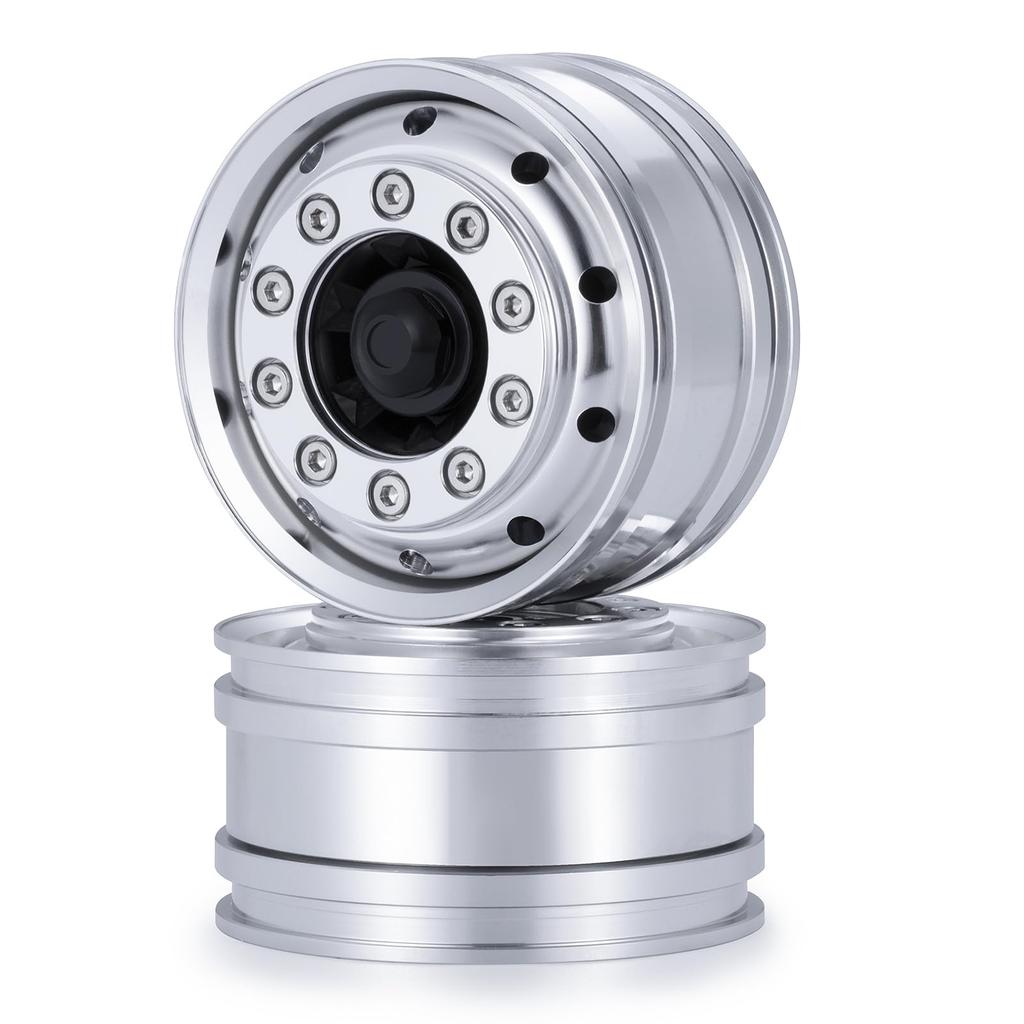 TRZX 4-Piece Aluminum Front Wheel Rim Upgrade Parts for 1/14 Tamiya Trailer Truck RC Car (4 Pieces)