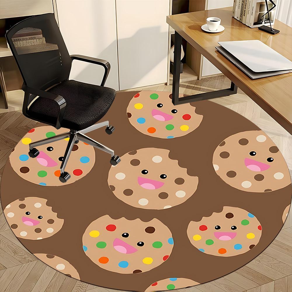 1pc Cookie Circle Office Round Area Rug, Mat Suitable ForOffice, Under Office Chairs Bedroom Living Room Home Decor, Room Deco