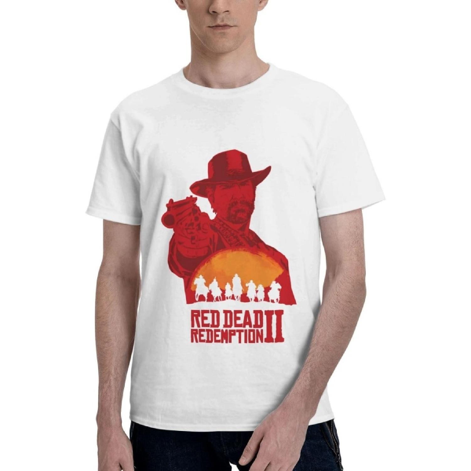 

Bfsoejdyp Mens T-Shirt Red Dead Redemption T Shirt Summer Casual Short Crew Short Sleeve Tops Tee(3) XXXXXL білий