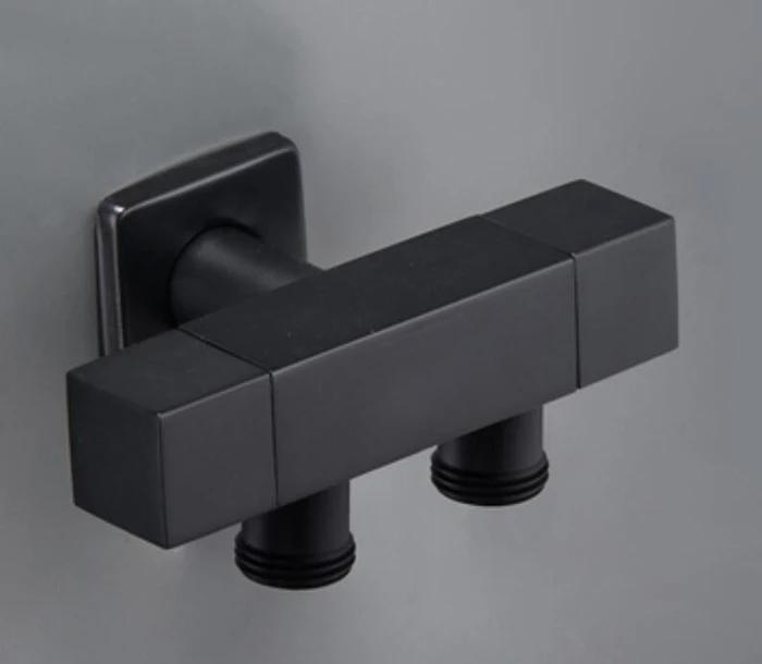 black G1/2 Three-way Valve One Into Two Out Double Water Angle Valve Washing Machine Toilet Stop Valve Multi-function Tap