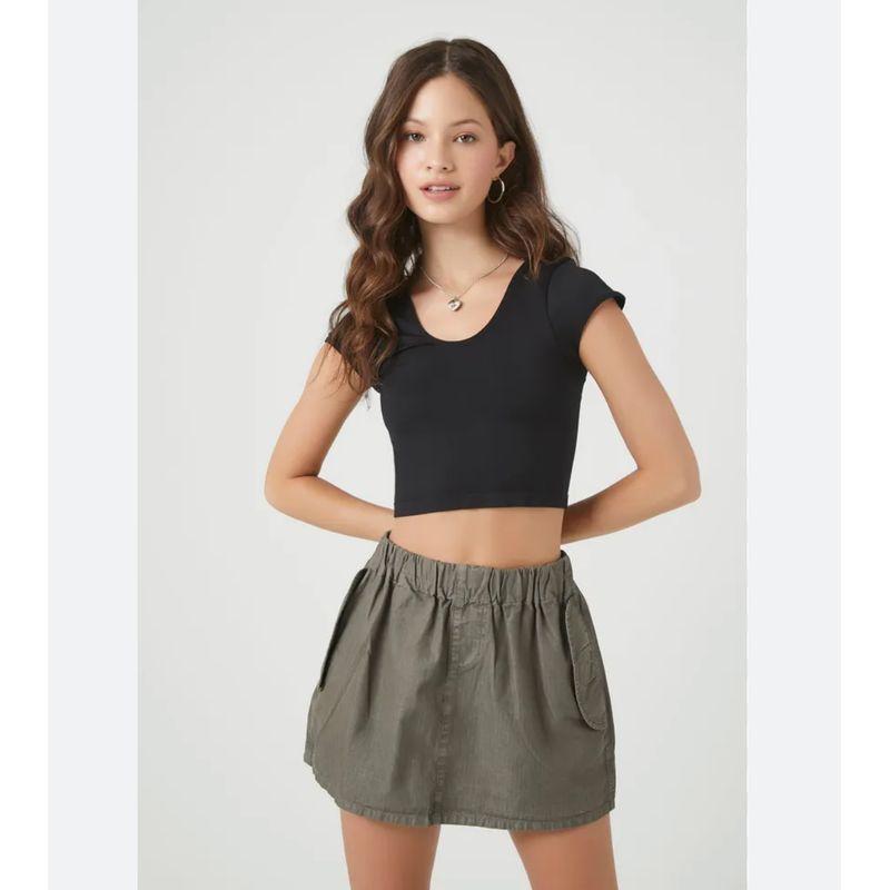 

F21 American Workwear Elastic Waist Hip Skirt for Women Army Green S